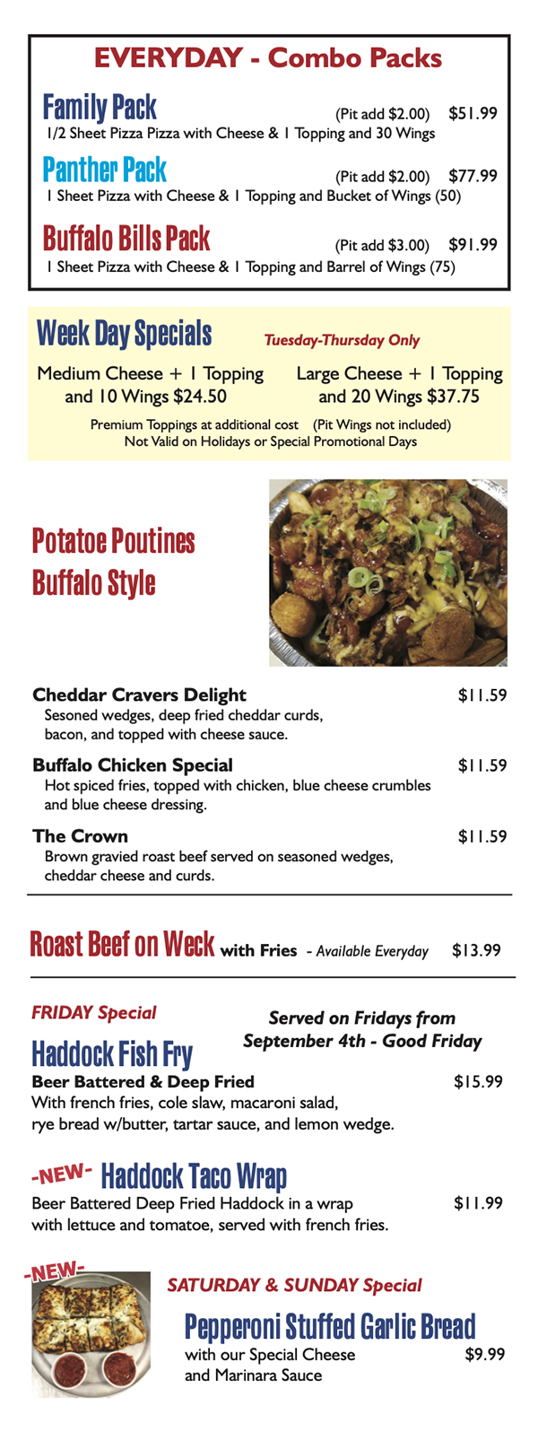 Our Menu Taste of Buffalo Pizzeria